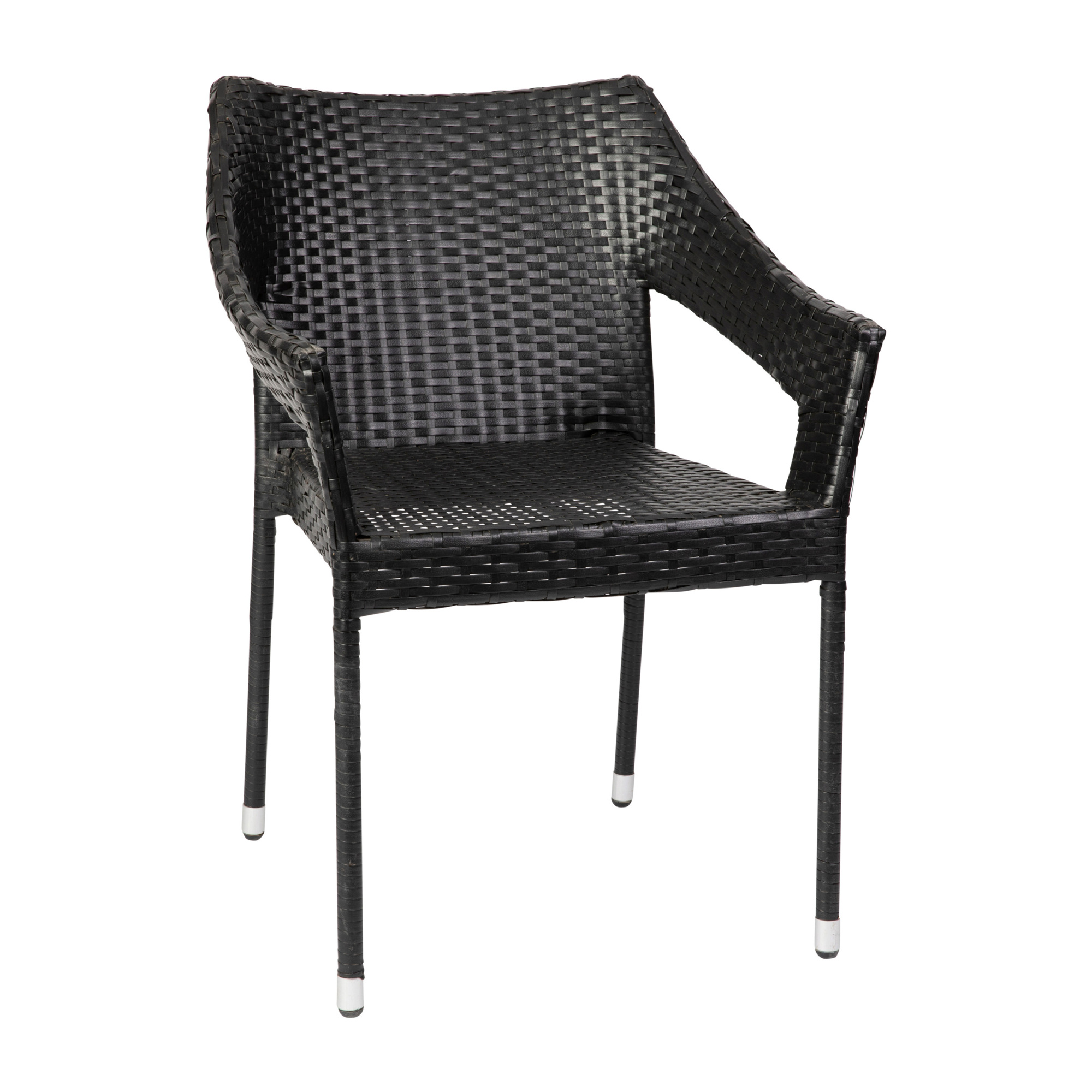 Flash Furniture, Black PE Rattan Wicker Patio Dining Chair, Primary Color Black, Material Steel, Width 23.5 in, Model# TTTT02BK